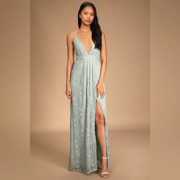 Lulus | Dresses | Lulus Pale Mint Green Dress With Lace Embroidered Overlay  Lacezip Up Back | Poshmark